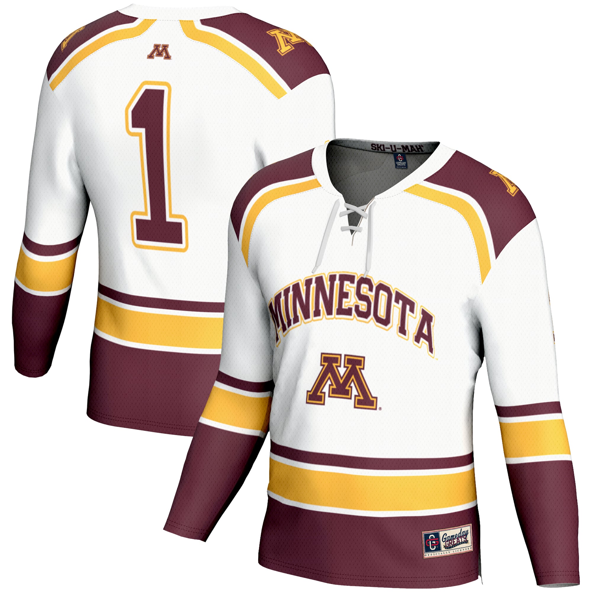 #1 Minnesota Golden Gophers GameDay Greats Youth Hockey Jersey - White