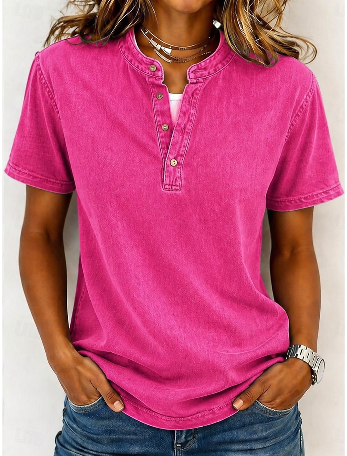 Women's 100% Cotton T-Shirts - Quality Vintage Short Sleeve V Neck Tee