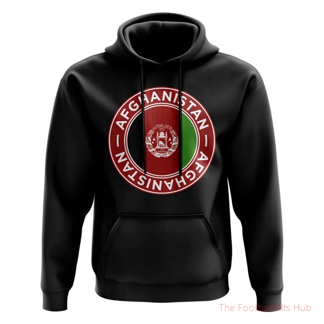 Men Afghanistan Football Badge Hoodie (Black)
