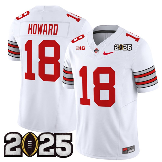 Men's OSU Ohio Will Howard #18 performance White 2025 away jersey