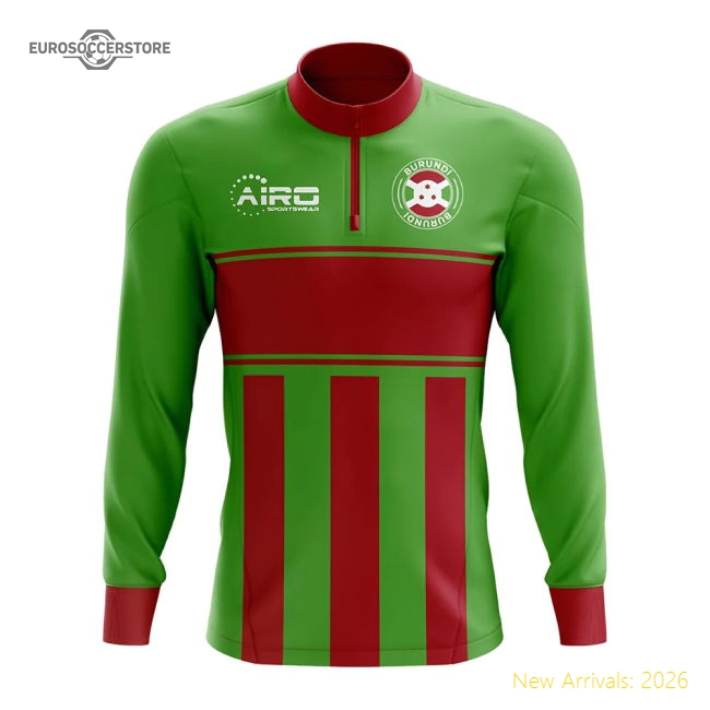 Outstanding Burundi Concept Football Half Zip Midlayer Top (green-red)
