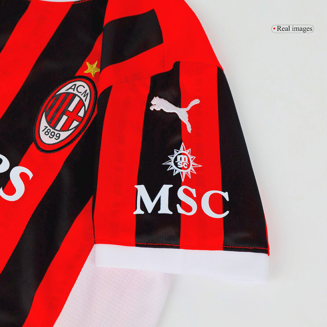 Kid's AC Milan Home Soccer Jersey Kit(Jersey+Shorts) 2024/25Authentic