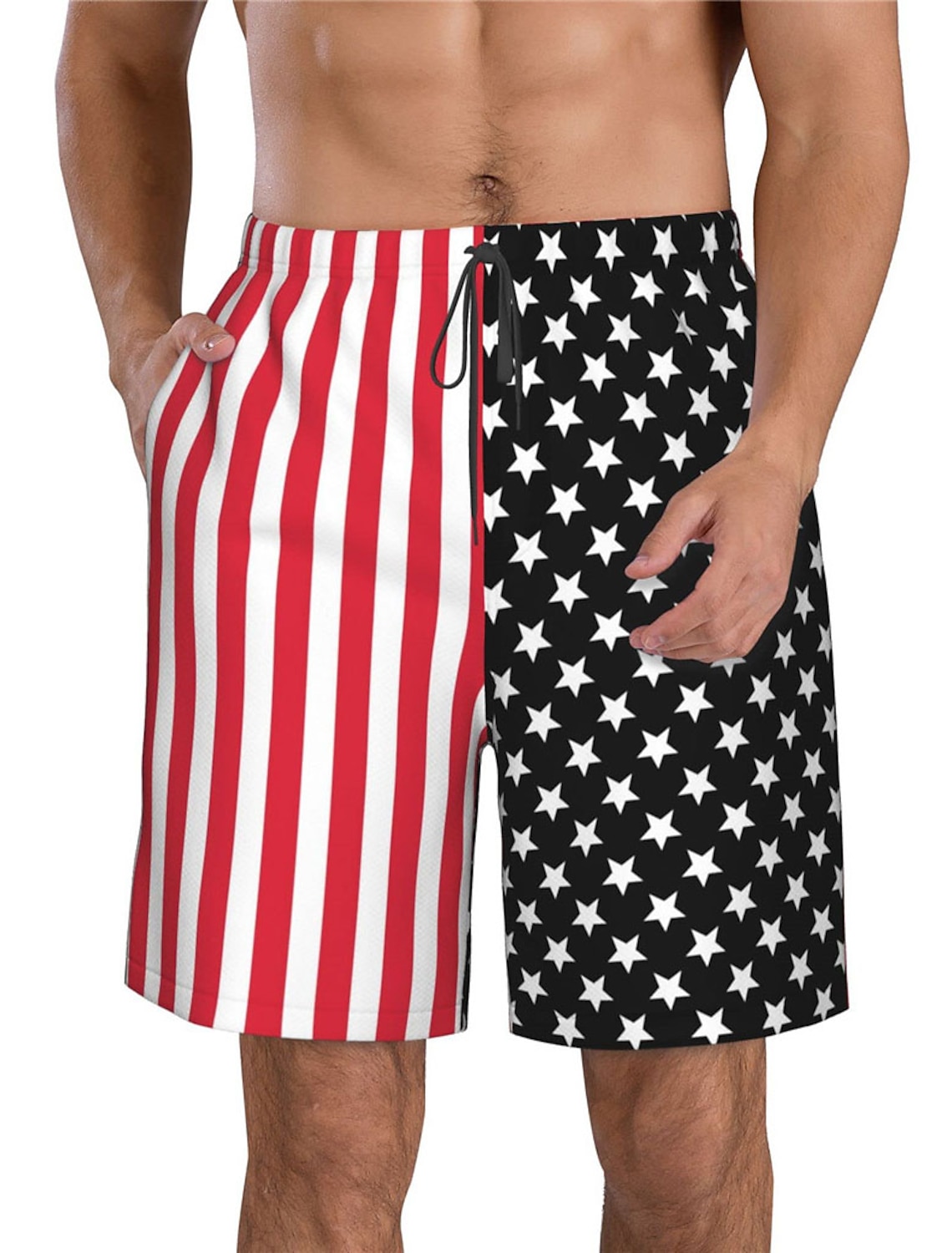 Men's Graphic Prints National Flag Swimming Trunks Board Shorts Swim Shorts Mid Waist Hawaiian Boho Casual Daily Holiday Drawstring with Mesh lining Elastic Waist Designer