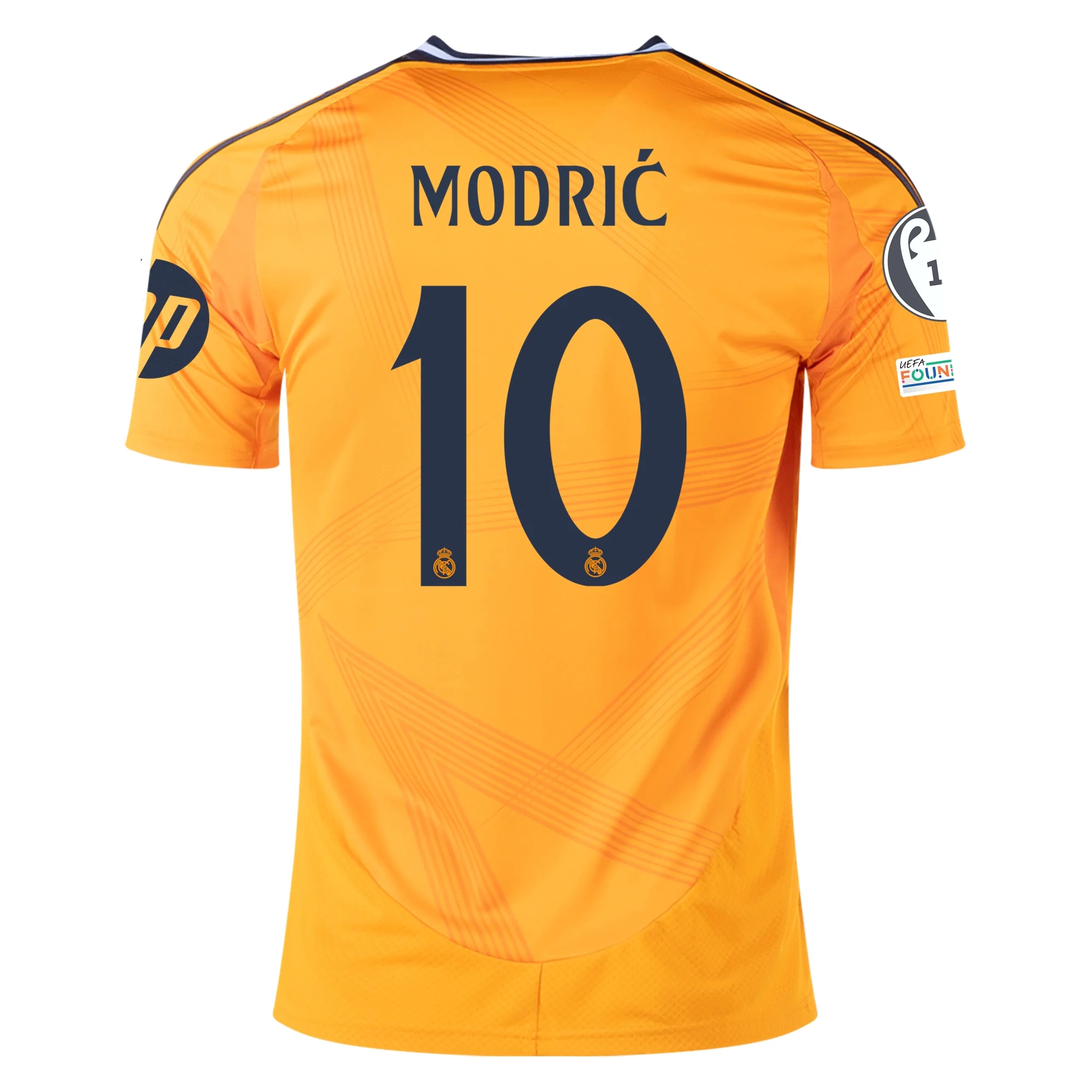 Buy Luka Modric Real Madrid Away Soccer Jersey 24/25 Champions League Crew Orange