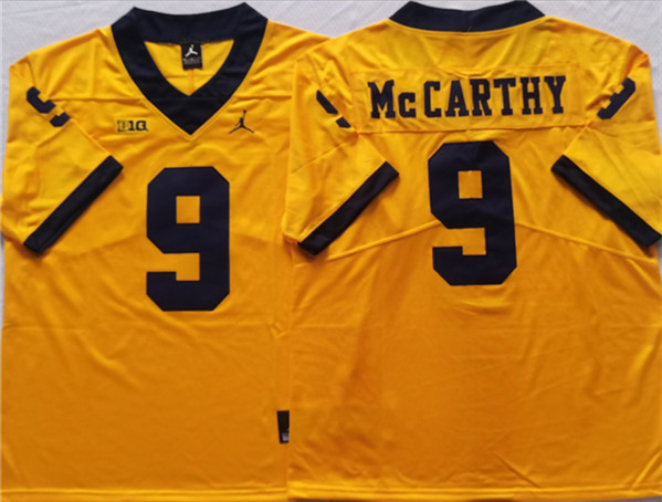 Men's Michigan UM Yellow 2024 stitched None #9 breathable Jersey