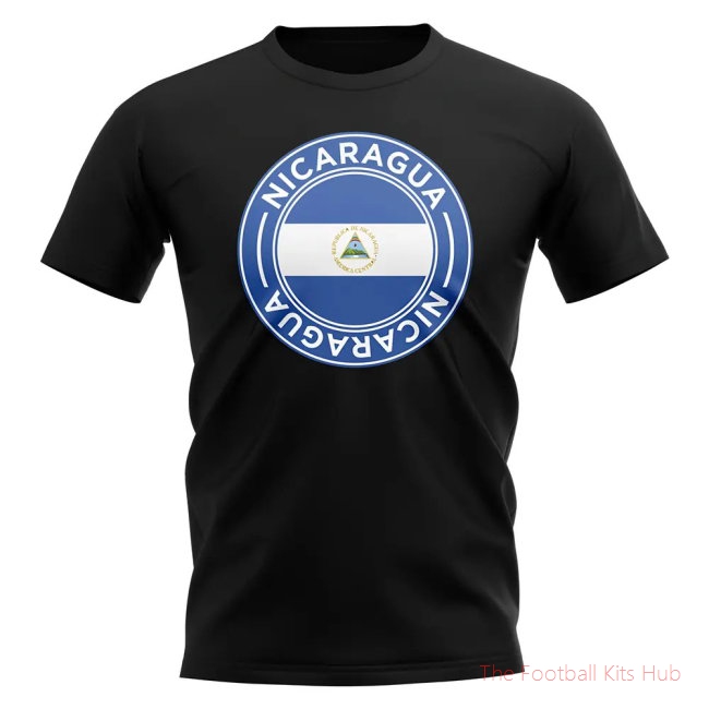 Nicaragua Football Badge T-Shirt (Black)