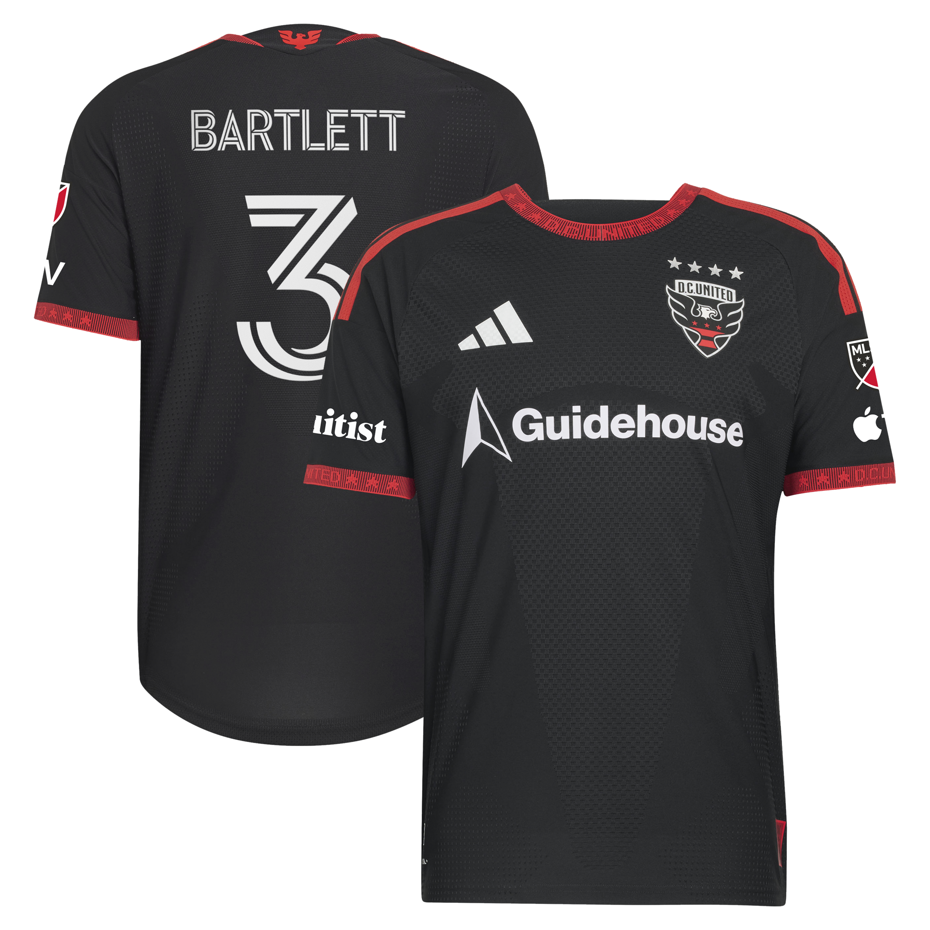 [LK] Lucas Bartlett D.C. United 2026 Black-and-Red Kit On-Field Authentic Patch Jersey - Black