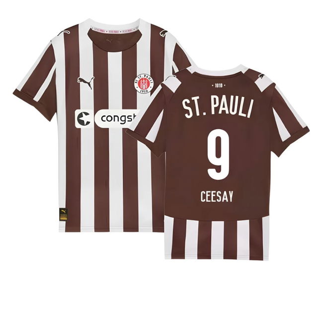 Football St Pauli Home Shirt Kids Ceesay #9 Authentic Design Loyal...