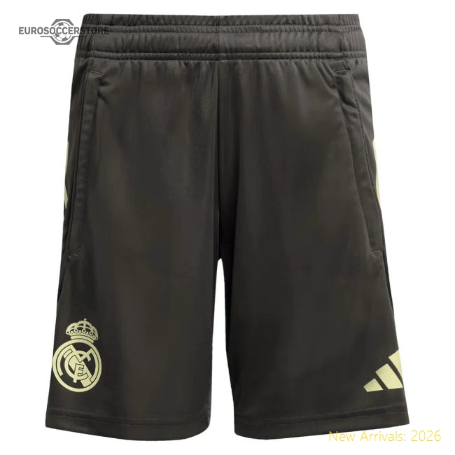 Premium 2025-2026 Real Madrid Training Shorts (Utility Grey) - Kids