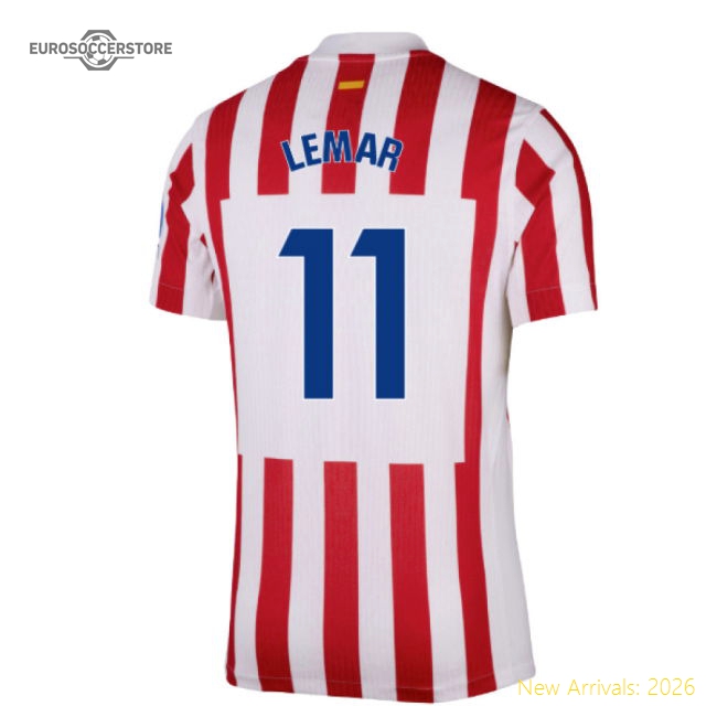 2025-2026 Atletico Madrid Home Authentic Jersey (lemar 11)
