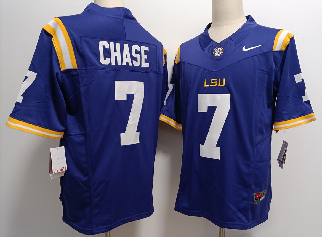 Men's LSU Tigers LA Purple 2024 performance None #7 embroidered Jersey