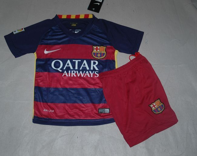 Kids Barcelona 201516 Home Soccer Kit ShortsShirt - Official Replica