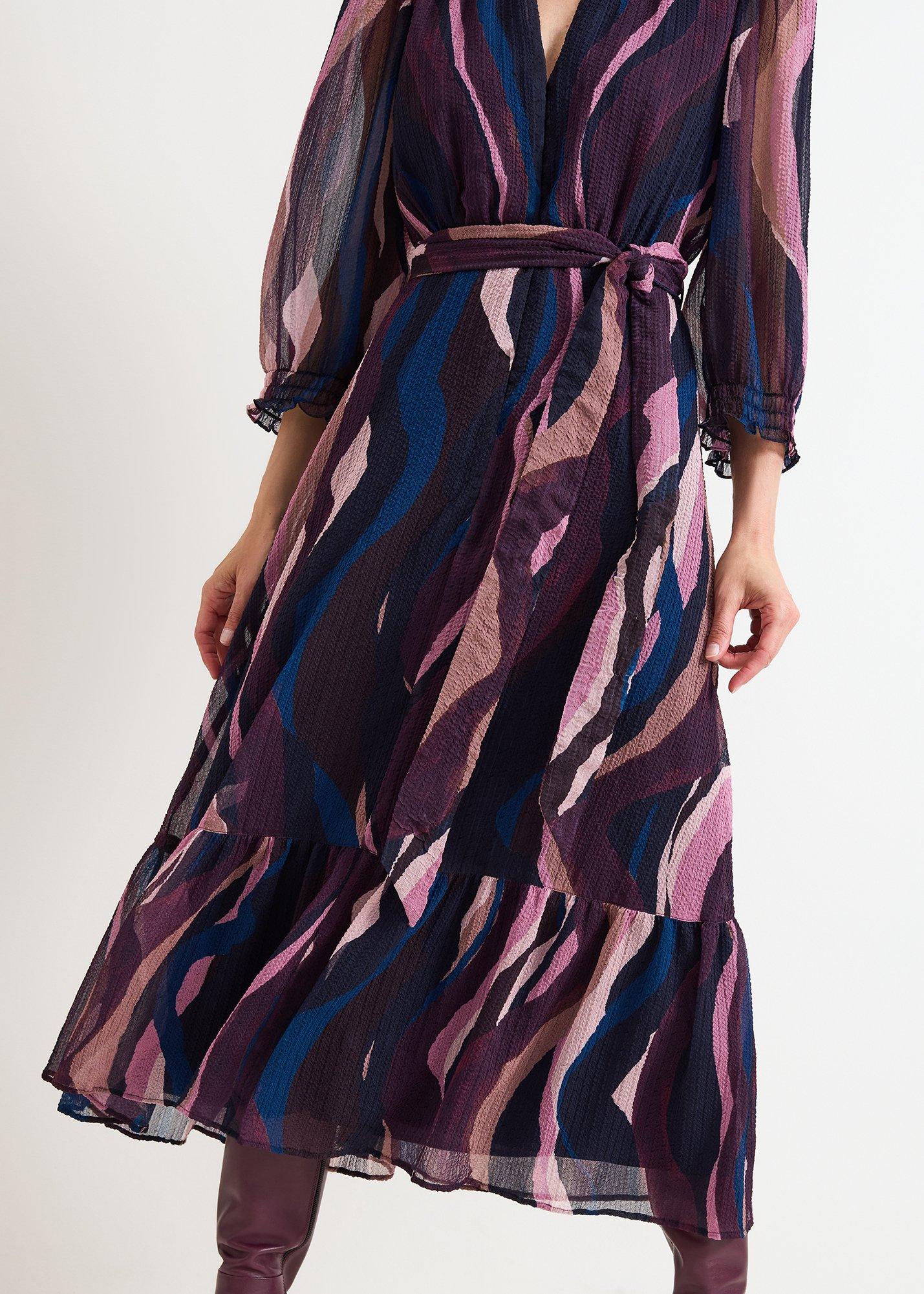 Petite Carra Swirl Puff Sleeve Midi Dress