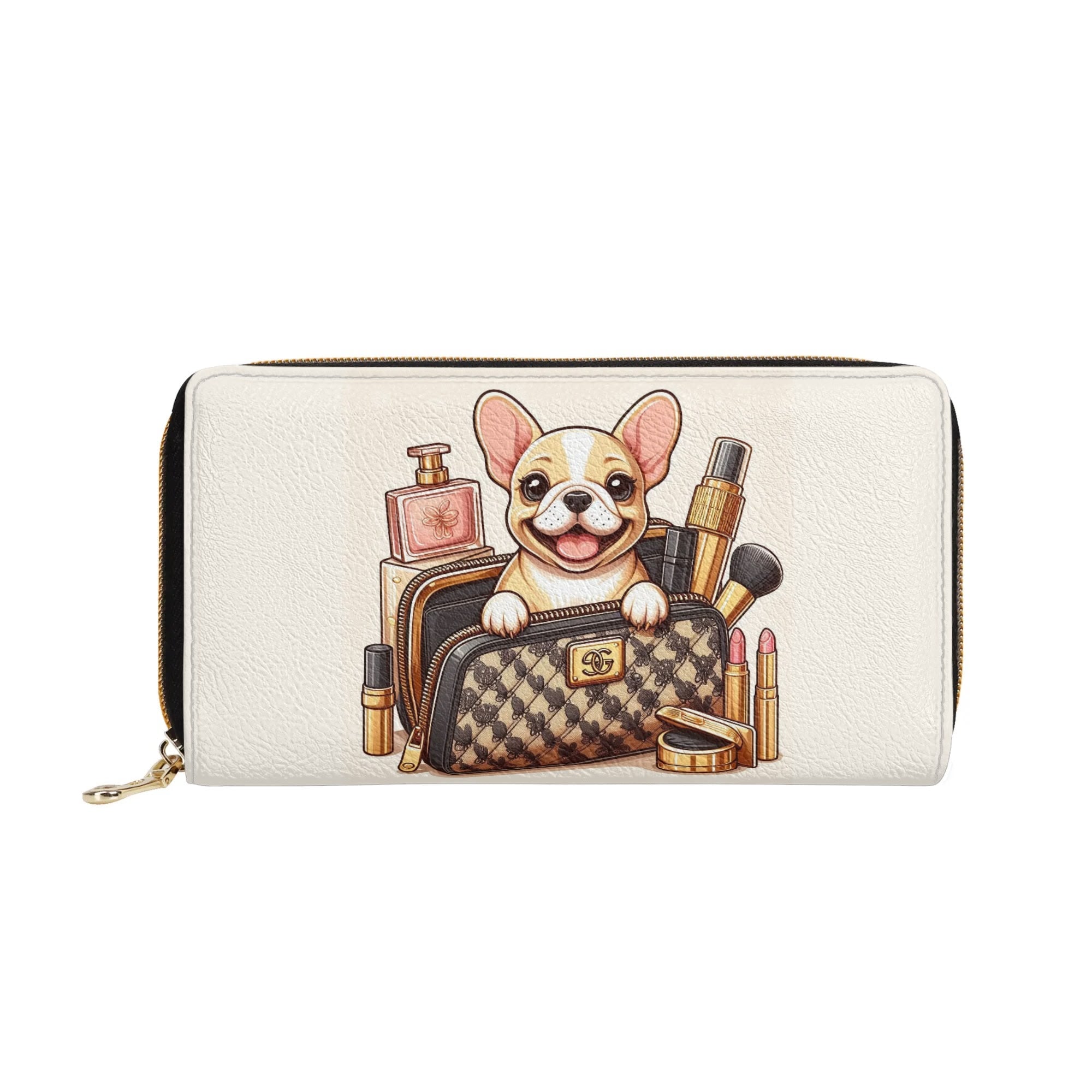 Paisley - Durable Leather Zipper Wallet Frenchie Themed Wear
