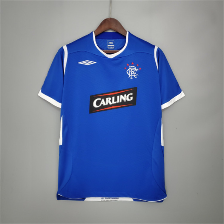 Breathable Glasgow Rangers Retro Soccer Jersey 08-09 Home Blue