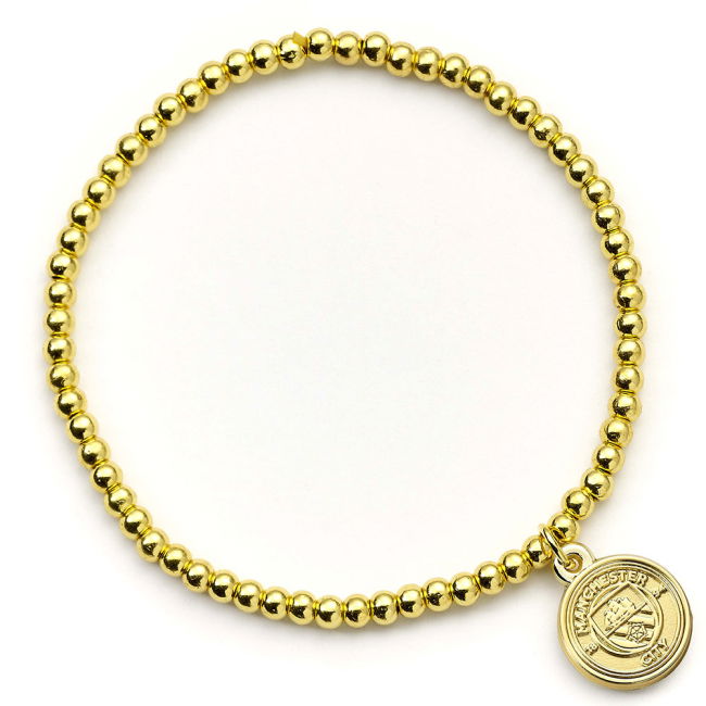 Manchester City FC Gold Finish Bead Bracelet (Fan Favorite)