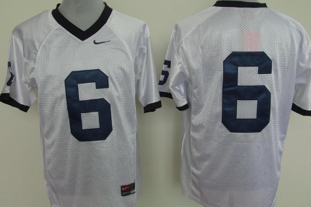 Men's None White 2024 breathable White Jersey #6 college football