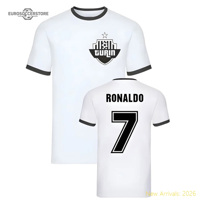 Cristiano Juventus Ronaldo Ringer Tee (White) Supporter Version
