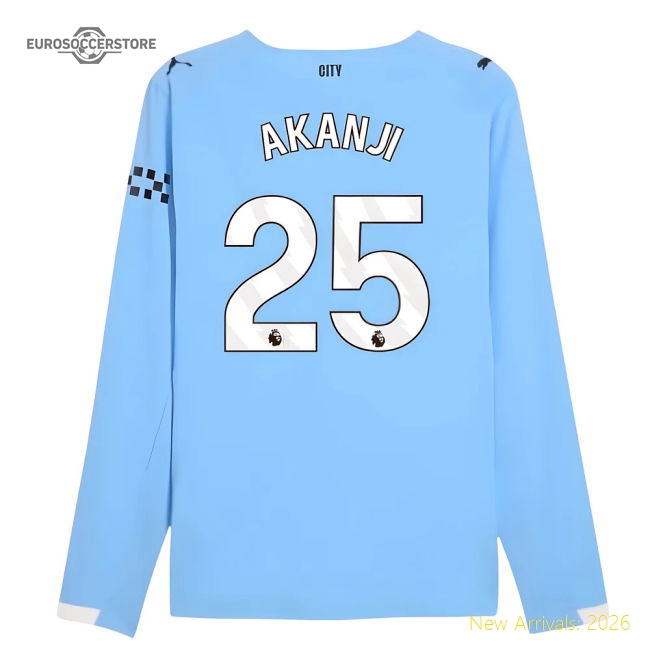 Premium 2025-2026 Man City Authentic Long Sleeve Home Shirt (akanji