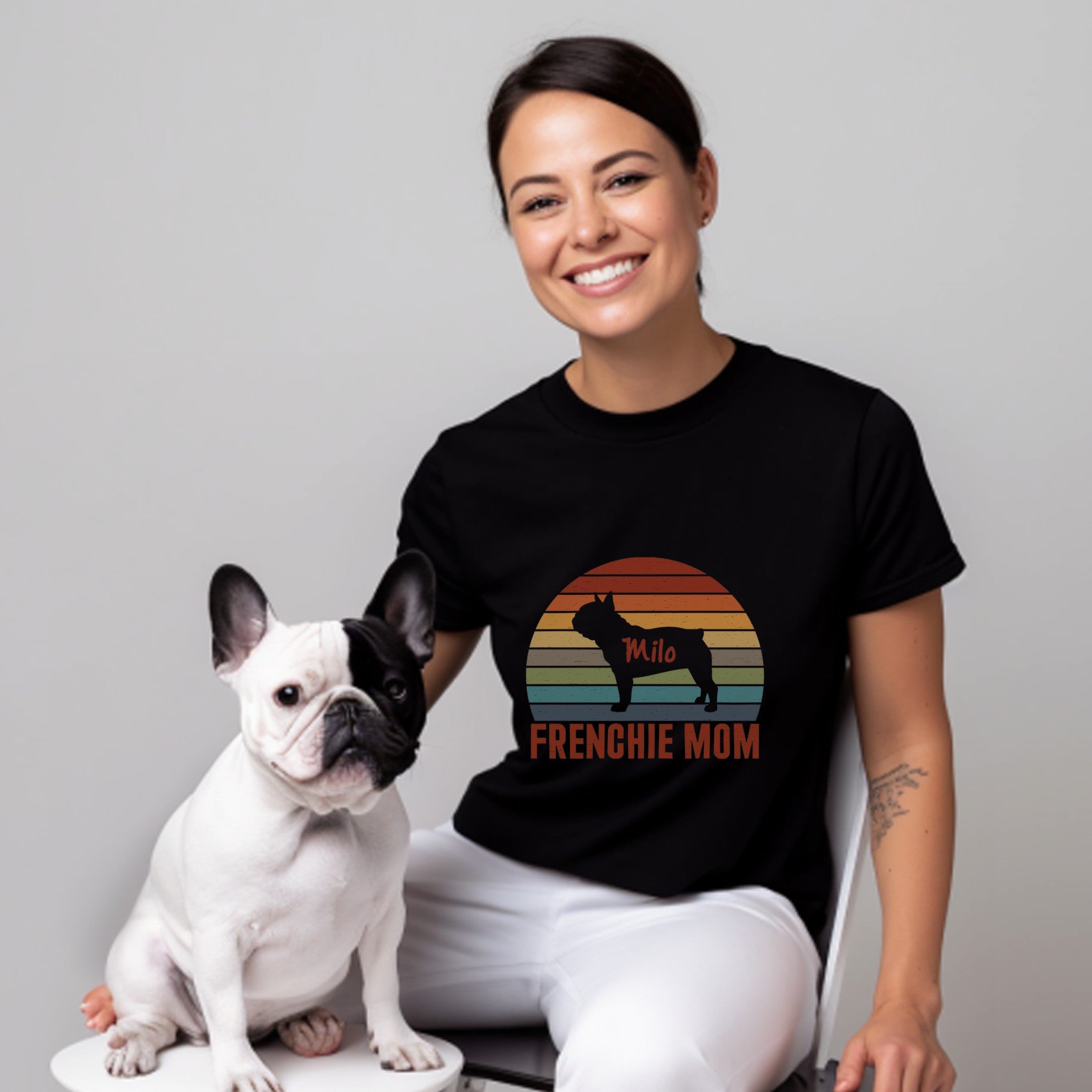 Comfortable Frenchie Mom - Custom T-shirt With Frenchie Name for Daily