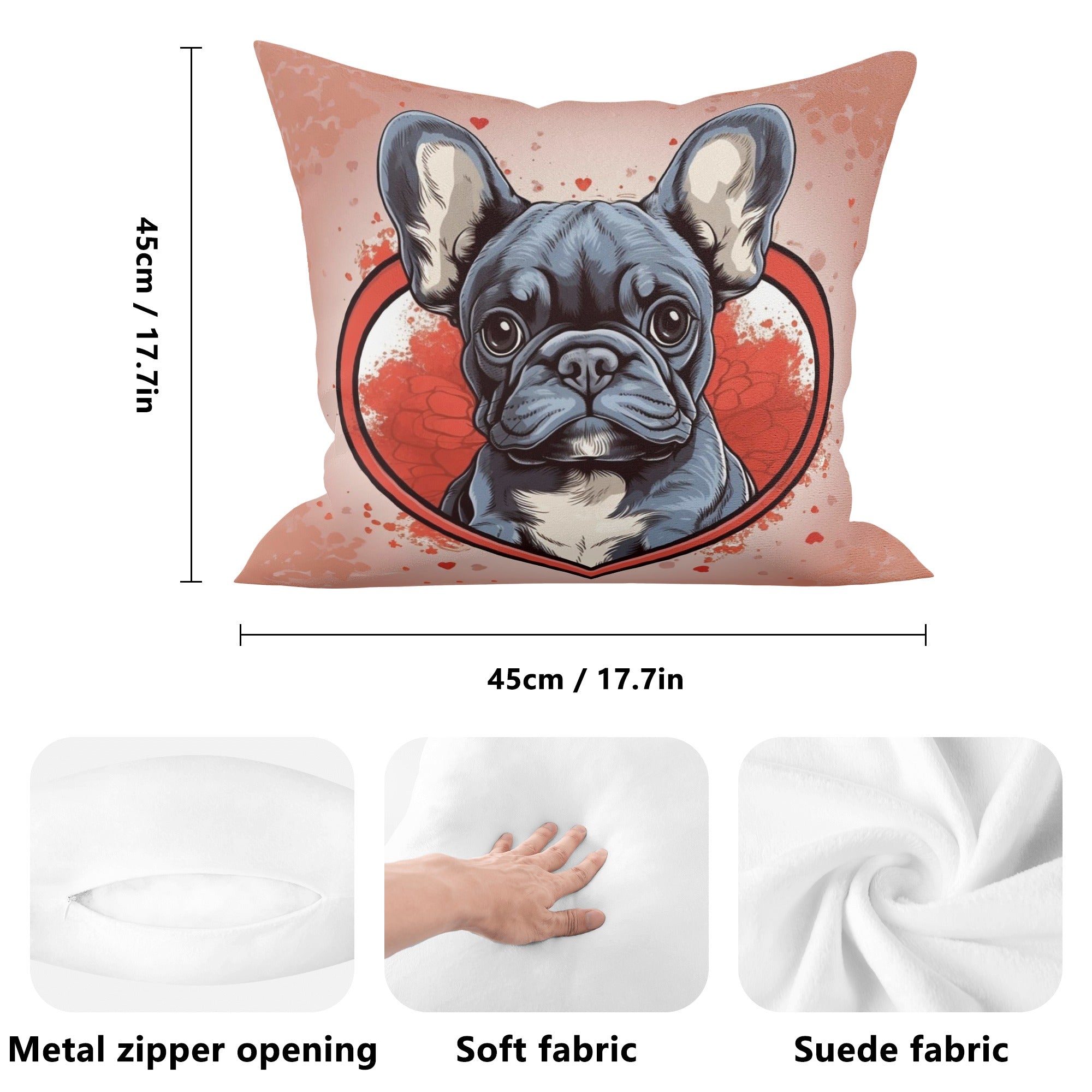 Pet-Lover Frenchie Love -double Side Printing Pillow Cover for Dog