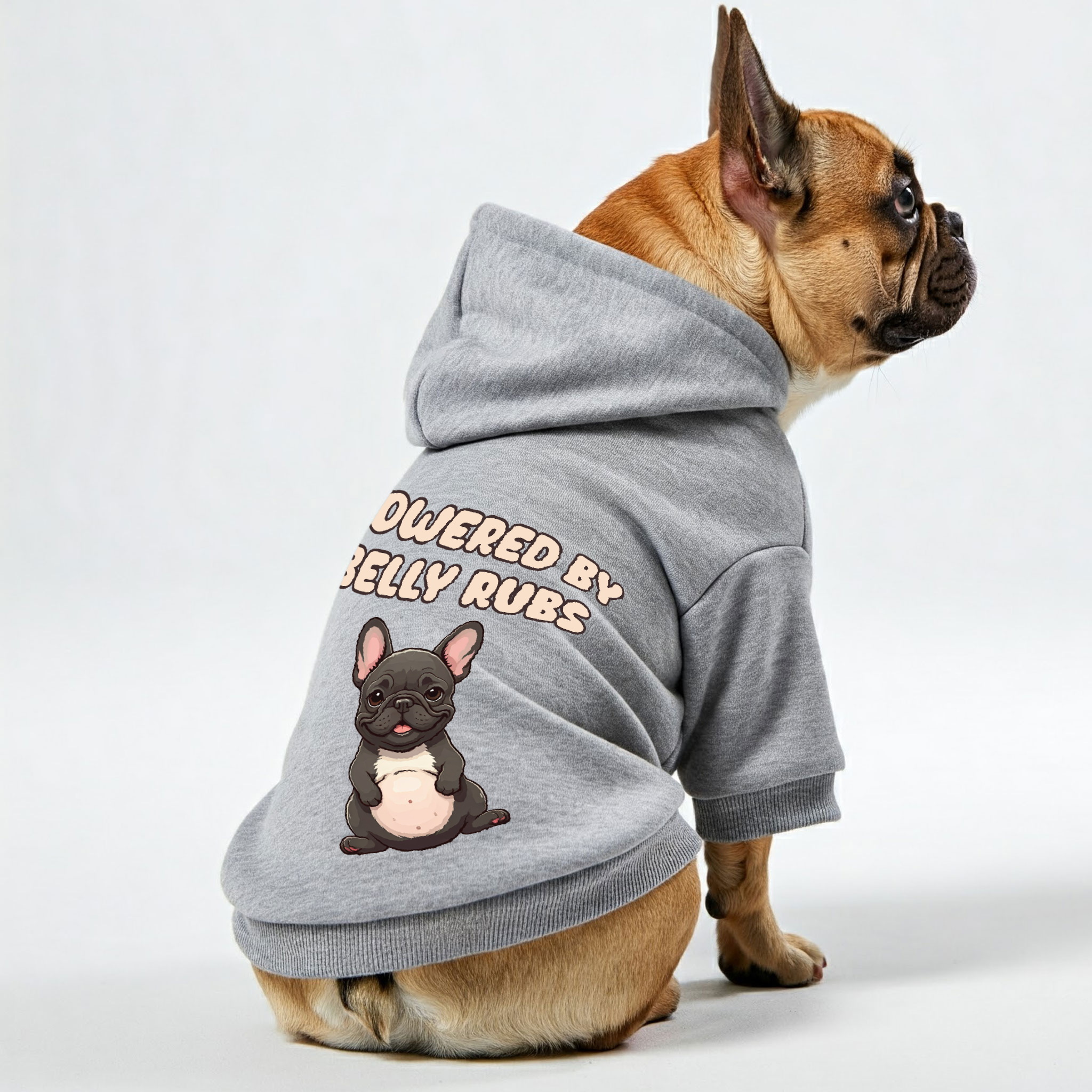 Durable Powered By Belly Rubs - Personalized French Bulldog Hoodies W...