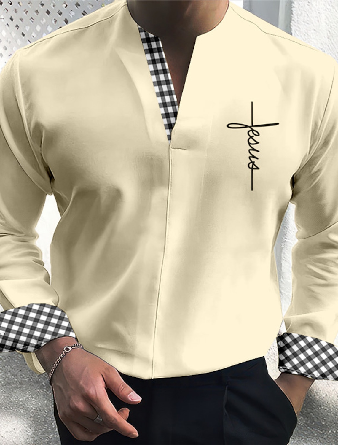 Men's Shirt Dress Plaid / Check Outdoor Casual Blue Green Khaki Gray