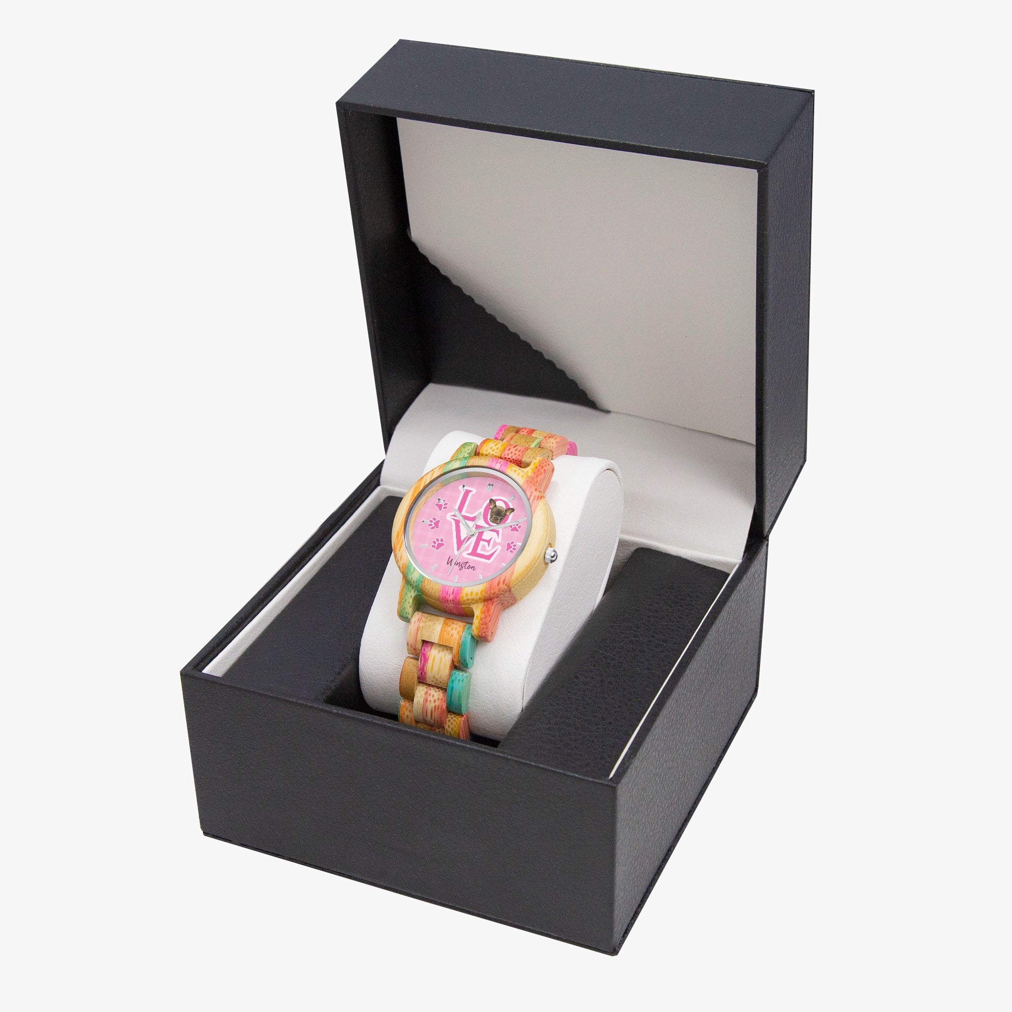 French Bulldog Gentry Personalized Stylish Wooden Watch For Frenchie