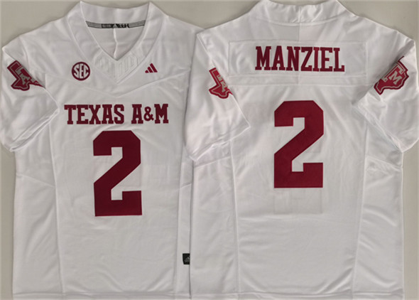 Men's None #2 Johnny Manziel White 2025 embroidered away jersey Jersey