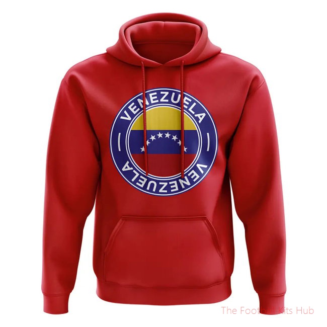 Men Venezuela Football Badge Hoodie (Red)
