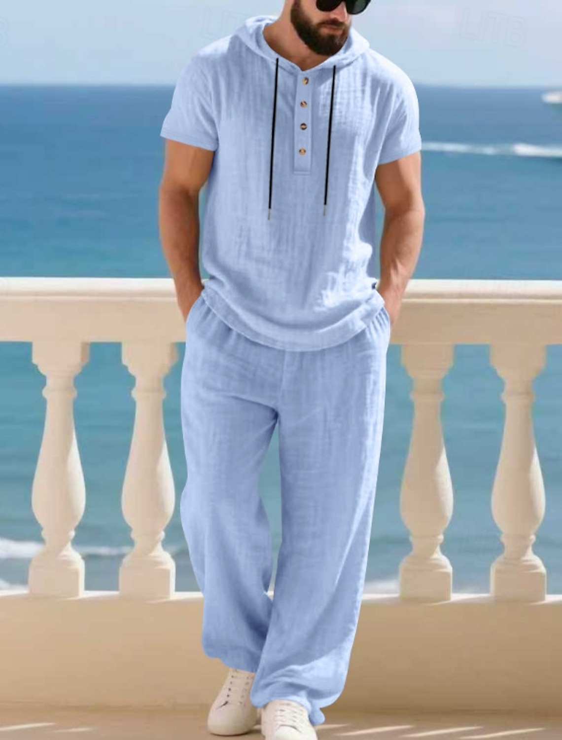 Men's T-shirt Suits Shirt and Pant Sets 2 Pieces Outfits Short Sleeve