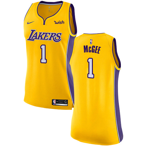 Nike Los Angeles Lakers #1 JaVale McGee Gold Womens NBA Swingman Icon Edition Jersey Womens