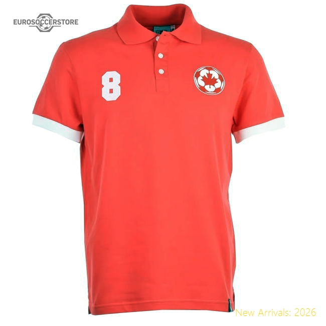 Excellent Canada National Team No 8 Red Polo Shirt - Match Quality