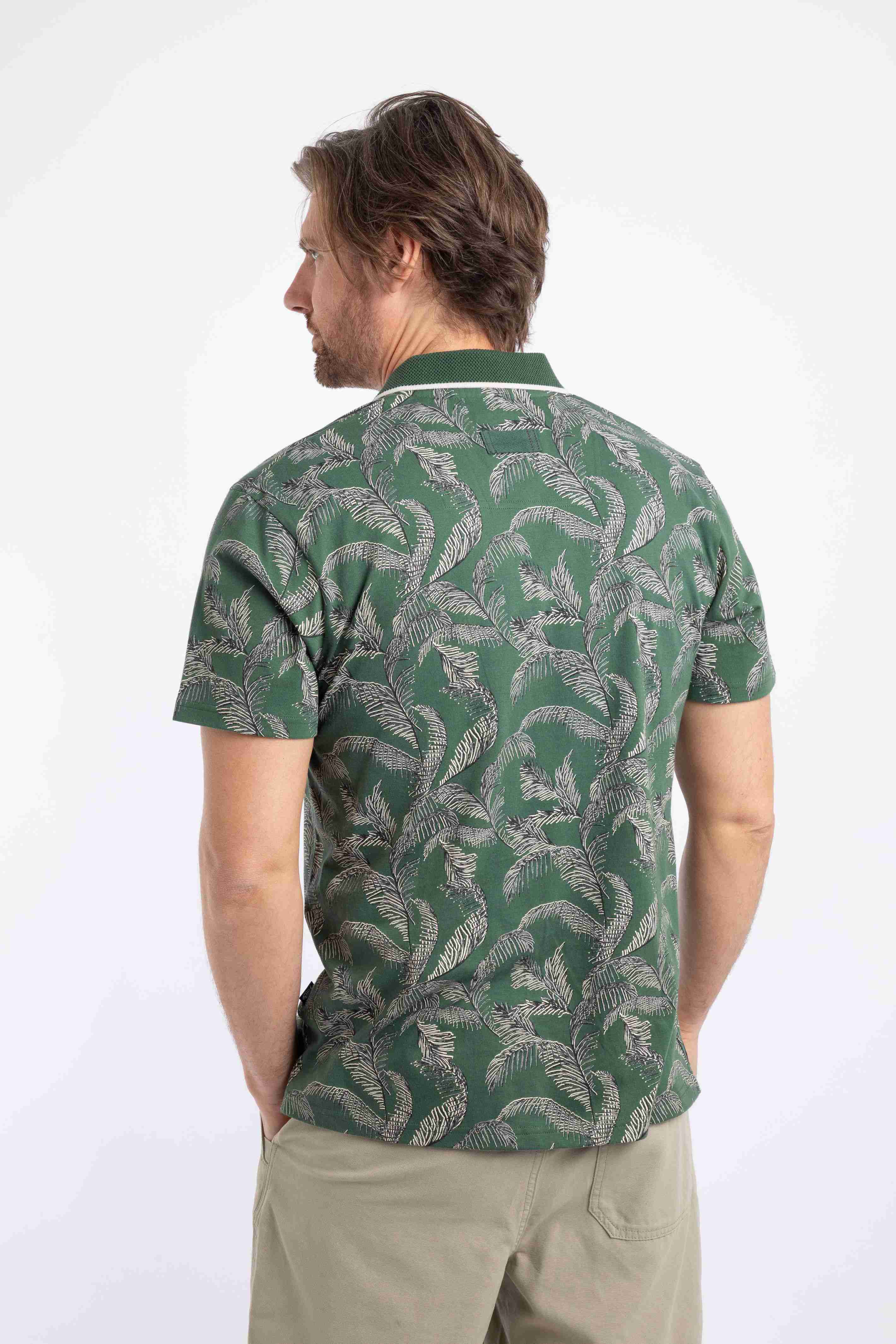 Jarat Printed Jersey Polo Shirt Dusky Green