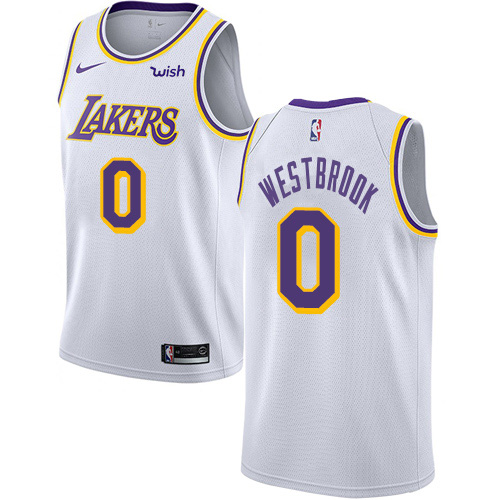White LAL Russell Westbrook #0 Nike Fan Edition Jersey Basketball Jersey