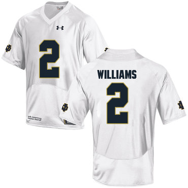 Men's ND Fighting Irish White 2024 away jersey Dexter Williams #2