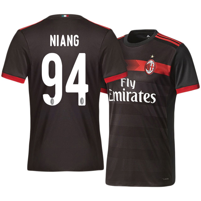 Comfort Fit AC Milan Third 201718 M'Baye Niang 94 Soccer Jersey Shirt
