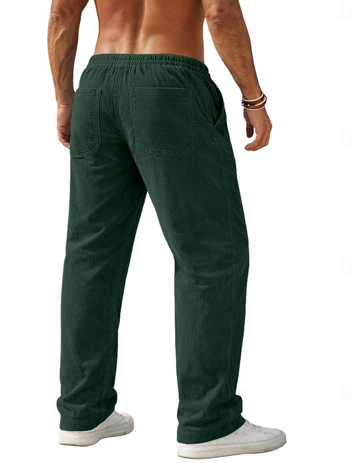 Men's Trousers Corduroy Pants Baggy Casual Drawstring Straight Leg