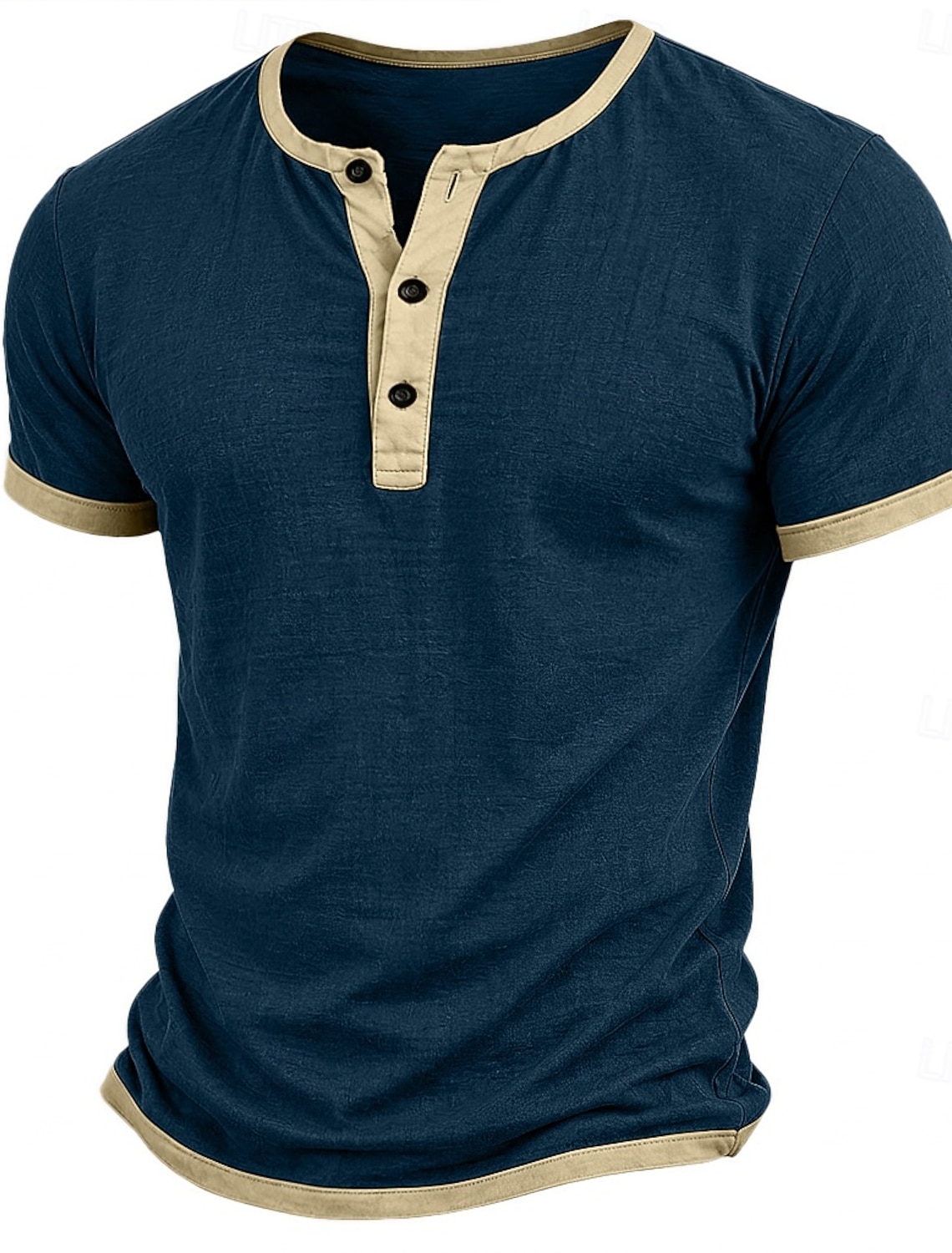 Men's T Shirt Henley Shirt Tee Short Sleeve Shirt Tee Top Short Sleeve Color Block Fashion Designer Basic Patchwork Henley Casual Vacation Street Spring & Summer Summer Spring Blue Black Dark Blue