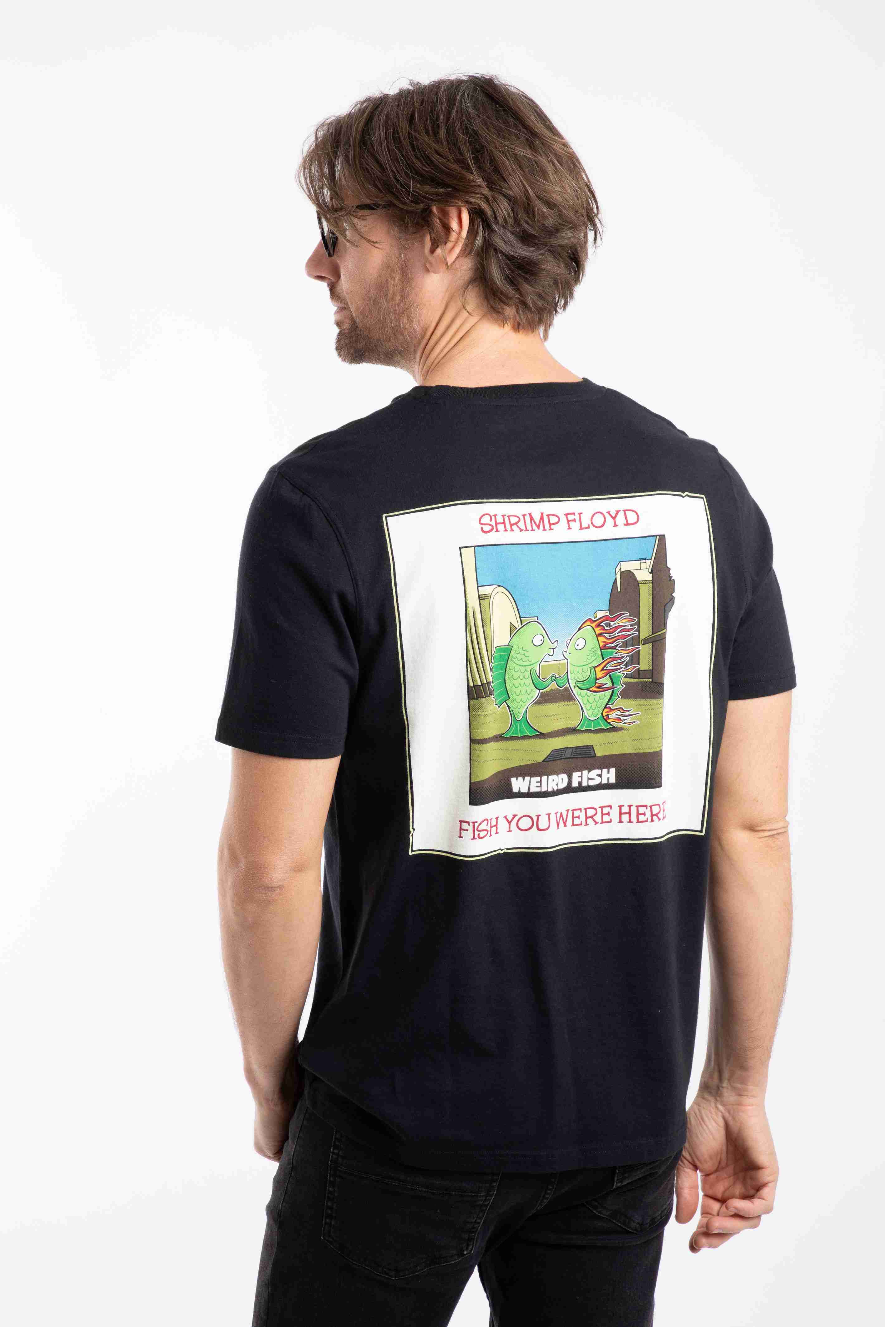 Fish You Were Here Back Print Artist T-Shirt Black