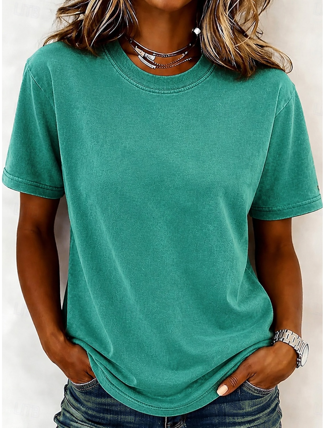 Women's 100% Cotton T-Shirts - Quality Vintage Short Sleeve Crew Neck Tee