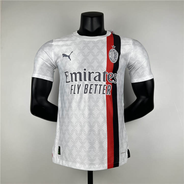 AC Milan Football Shirt 2324 Away White Soccer Jersey Shirt Authentic