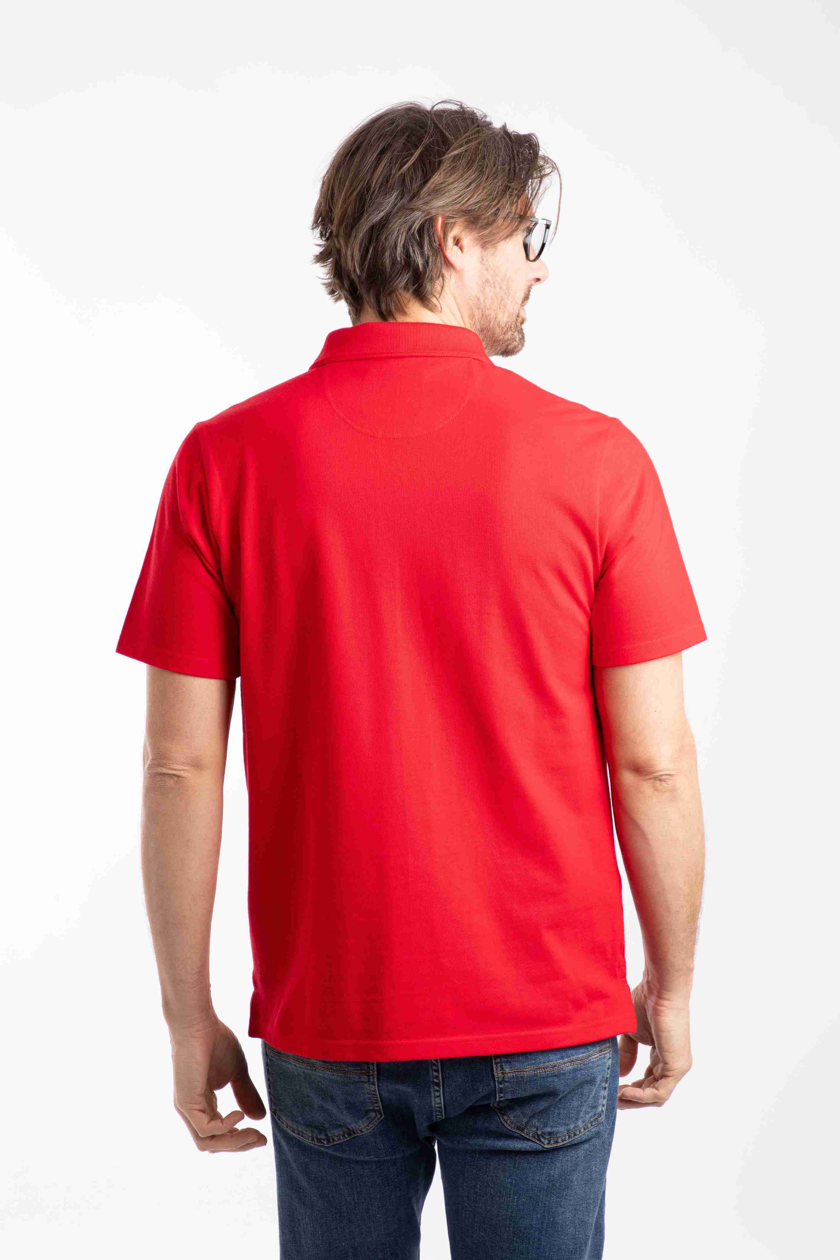 Miles Pique Polo Shirt Barberry Red Marl