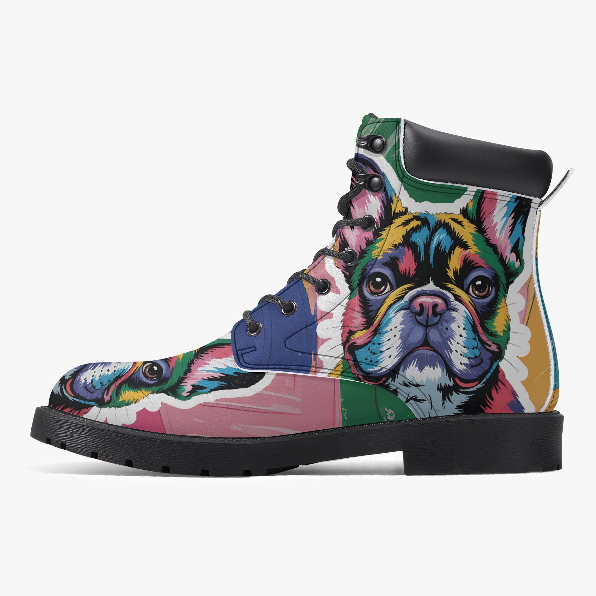 Comfortable Frenchie-Fan Benny - Casual Leather Boot for Dog Owners