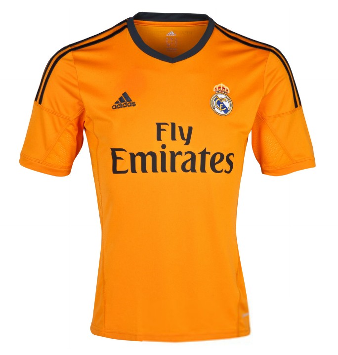 Durable 13-14 Real Madrid 11 BALE Away Orange Soccer Jersey Shirt