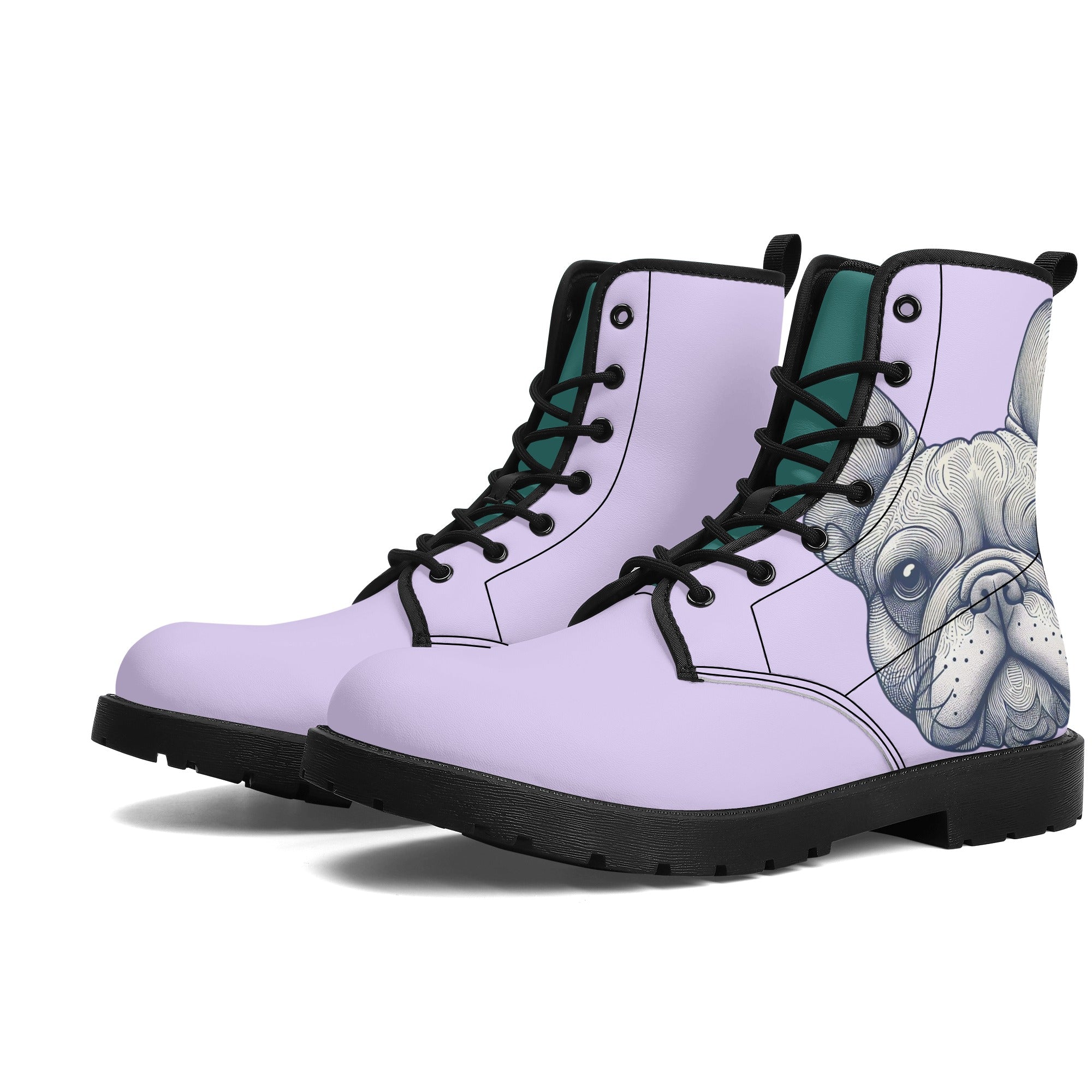 Ginger - Casual Leather Boots Frenchie Themed Wear | Stylish Look