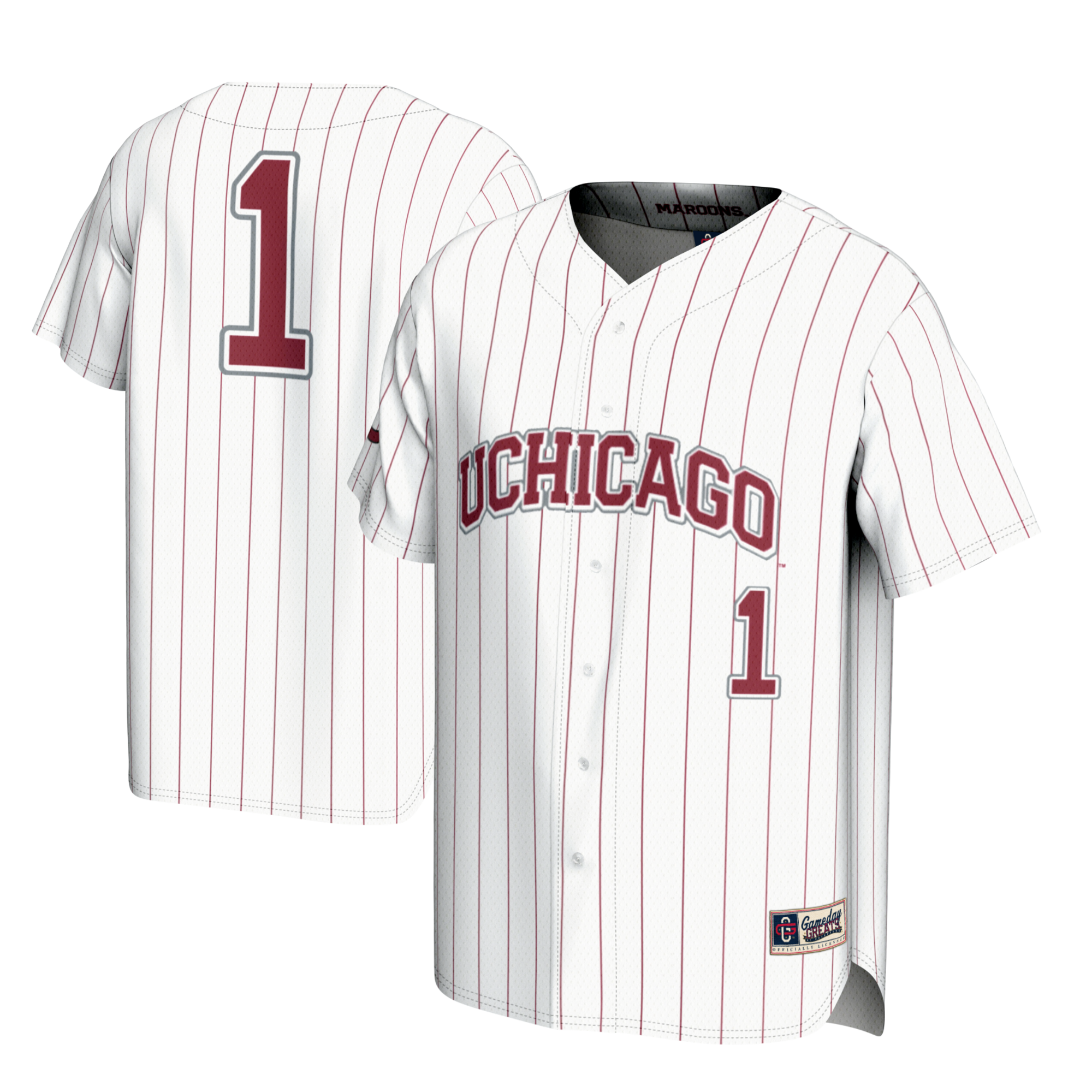 [NJP] UChicago Maroons GameDay Greats Youth Lightweight Baseball Fashion Jersey - White
