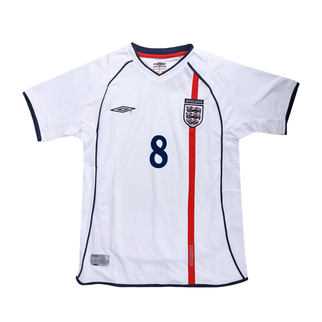 Retro SCHOLES #8 2002 England Home  Soccer Jersey Authentic Kit