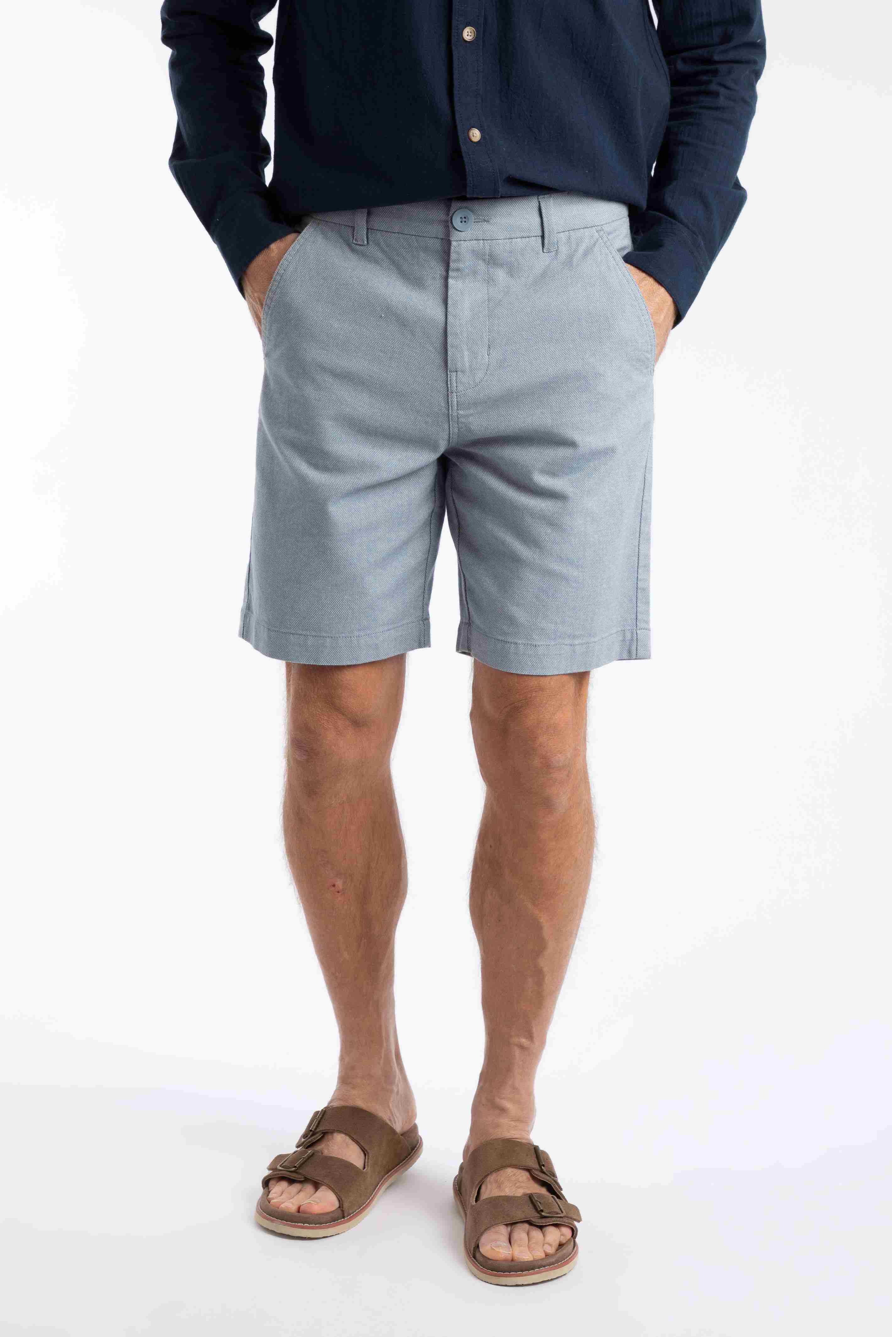 Charleston Textured Chino Shorts Denim Blue