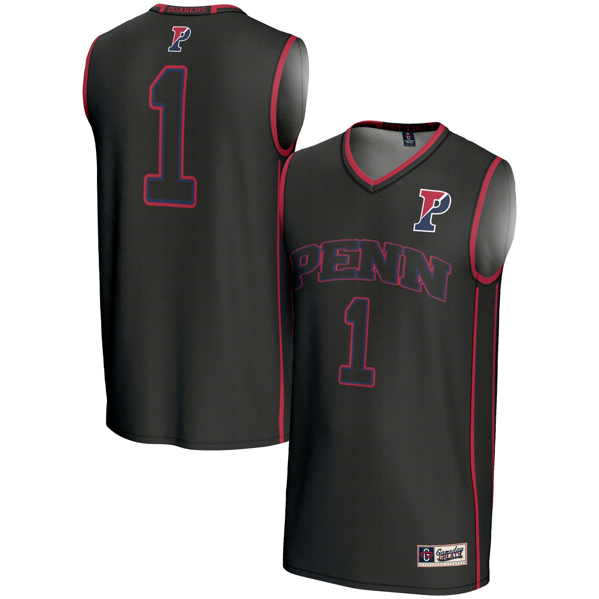 [NJP] Pennsylvania Quakers GameDay Greats Youth Lightweight Basketball Jersey - Black